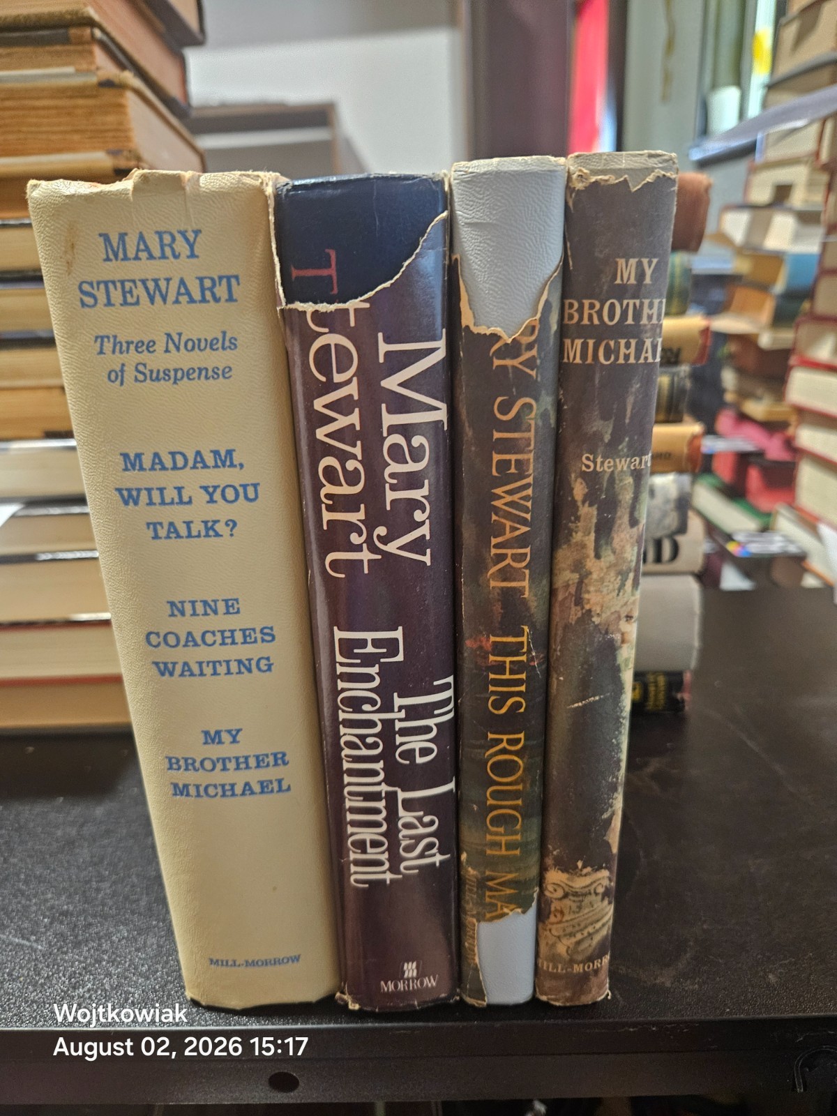 279# Mary Stewart Suspense Enchantment Rough Magic 4 Book Lot HC
