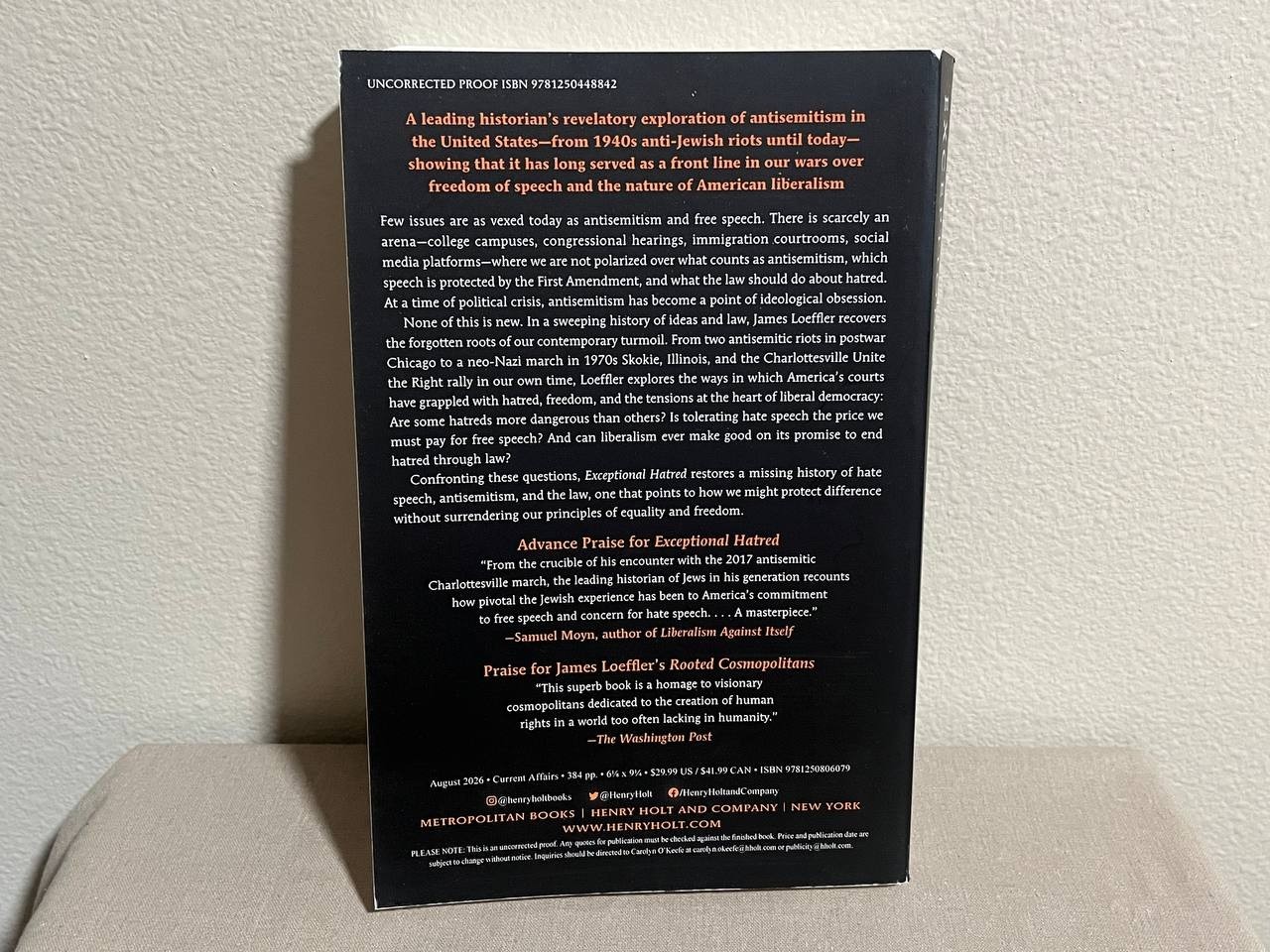 Exceptional Hatred by James Loeffler – Aug 2026 Advanced Reader’s Copy