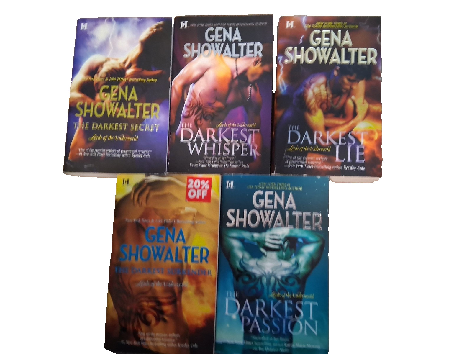 Gena Showalter Lords of the Underworld Paperback Books Lot Of 5