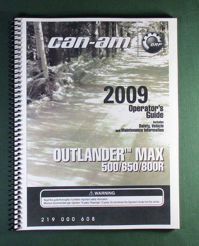 2009 Can-Am Outlander Max 800R Owner’s Manual: 164 Pages & Protective Covers!