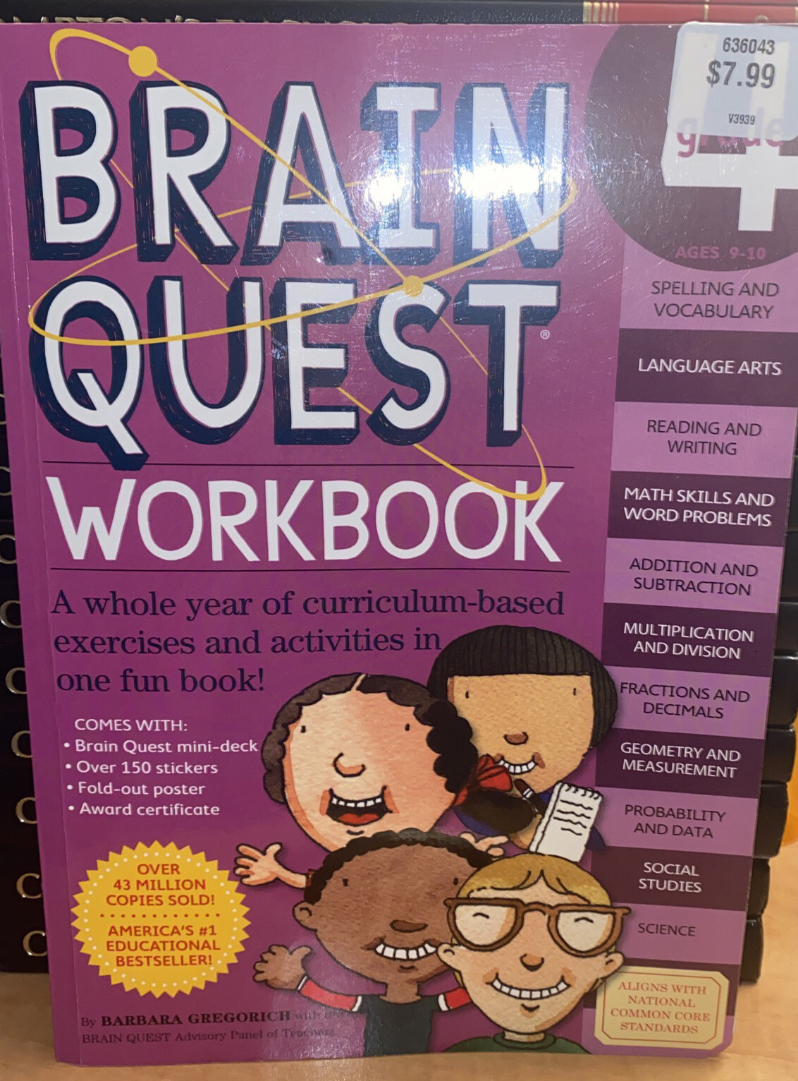 Brain Quest Workbook: Grade 4 318 PAGES, 150 STICKERS FREE SHIPPING 1ST PRINTING