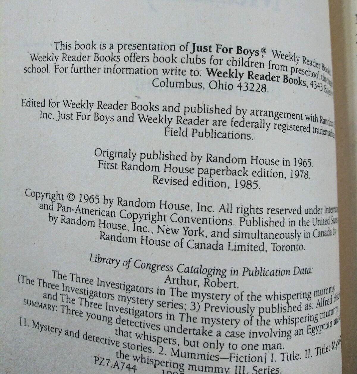 Vintage 80s Just For Boys Book Lot of 2 Weekly Reader Mystery Hardcover YA