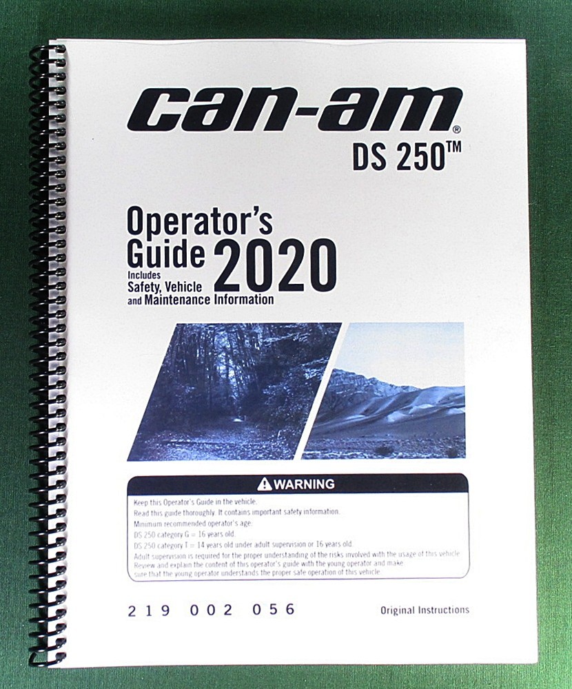 2020 Can-Am DS 250 Owner’s Manual: 164 Pages & Protective Covers!