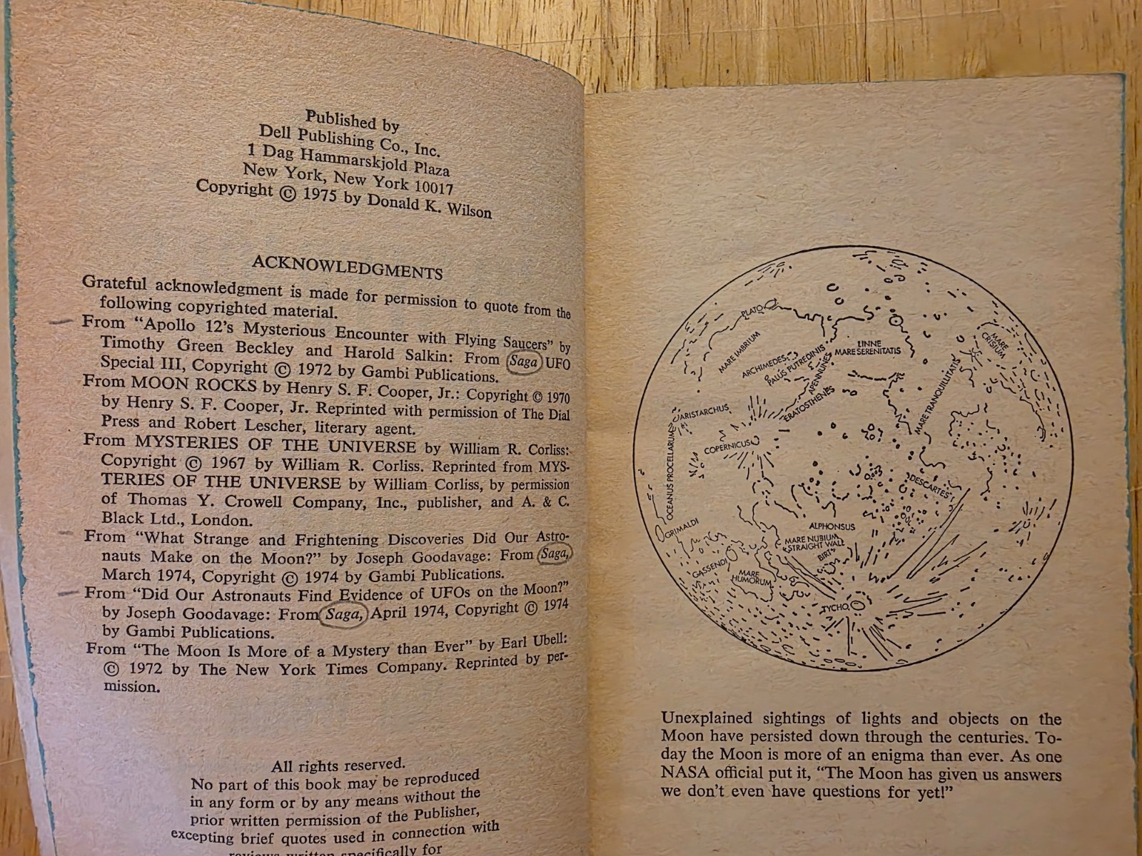 Our Mysterious Spaceship Moon by Don Wilson | Dell PB 1975 UFO Moon Conspiracy
