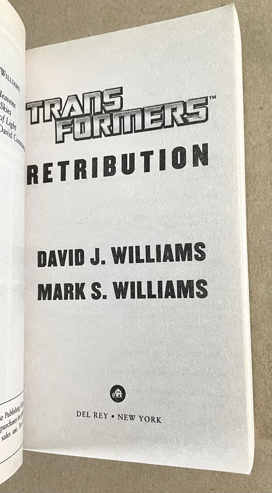 Transformers: Retribution, David J. Williams (2014, PB) 1ST ED/1ST PRT, VG+