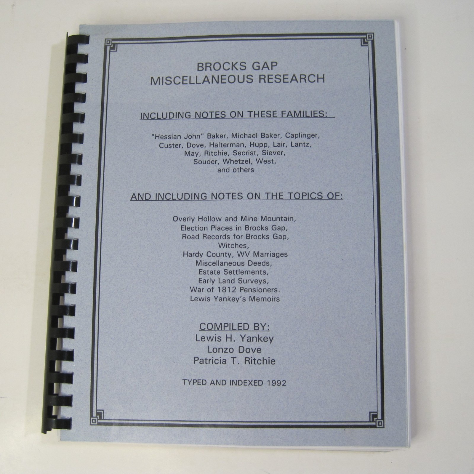 Brocks Gap Miscellaneous Research by Lewis Yankey, Lonzo Dove, Patricia Ritchie