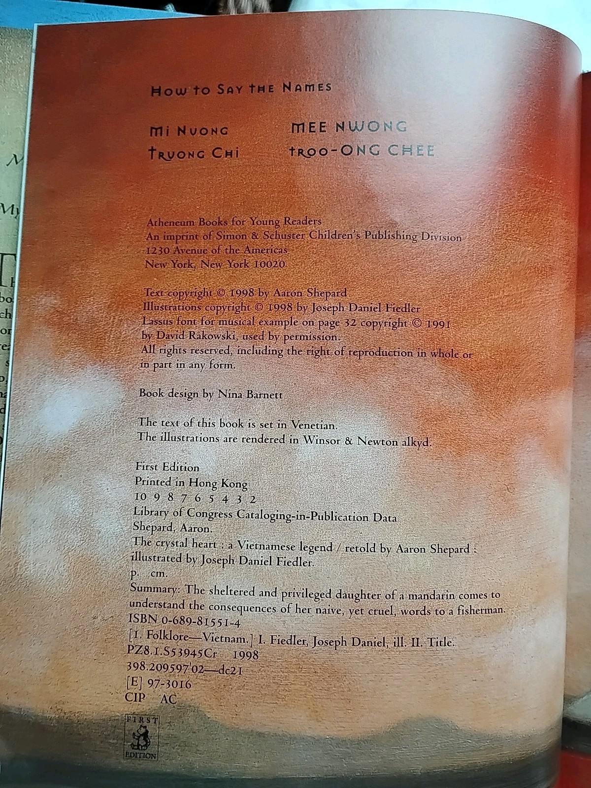 Crystal Heart : A Vietnamese Legend Book And Script 1st Edition (454)