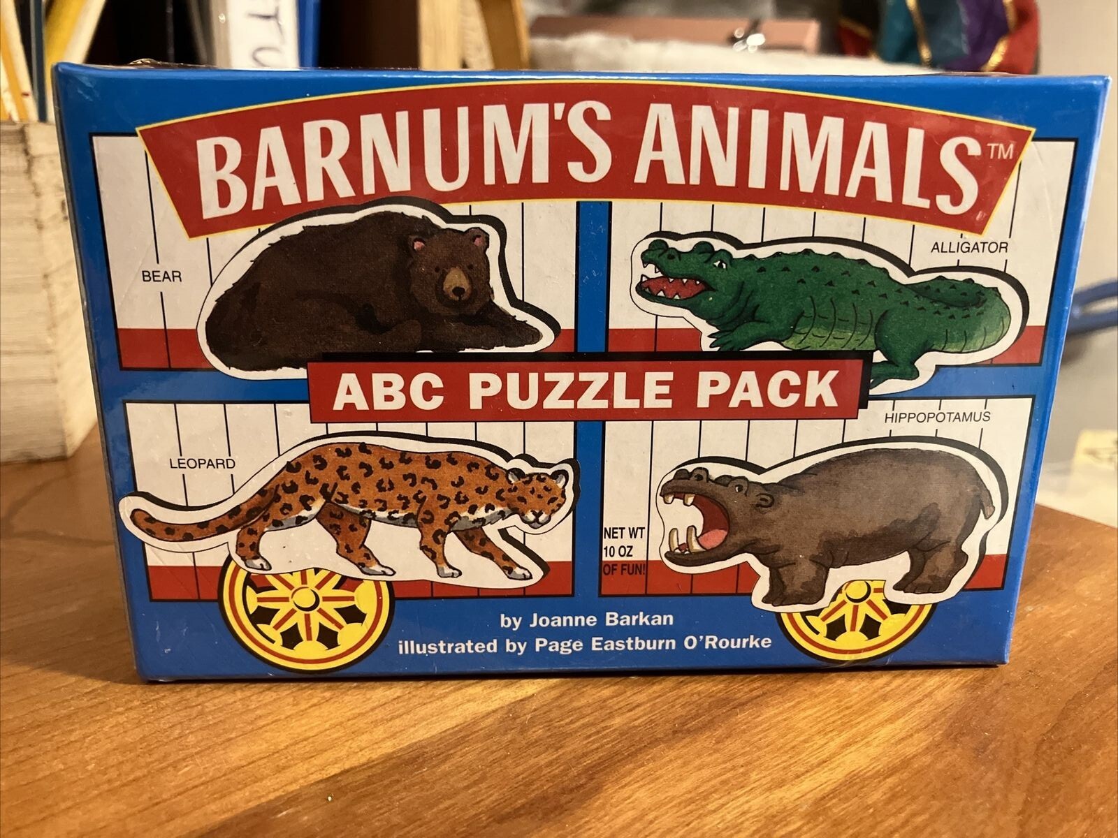 Vintage LITTLE SIMON 1999 BARNUM’S ANIMAL Crackers Box ABC Puzzle+Book Pack~NOS