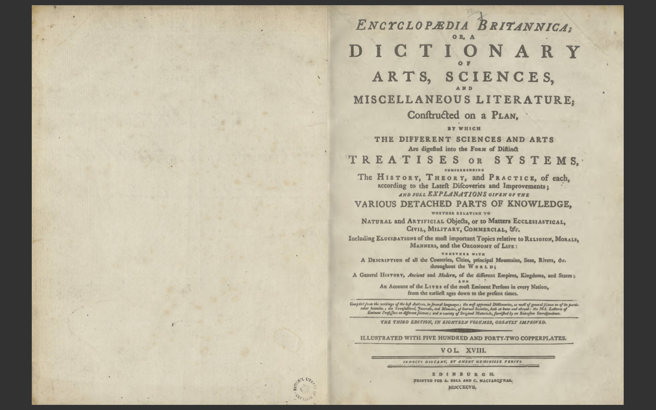 ENCYCLOPEDIA BRITANNICA, 1797 3rd Edition, all 18 Volumes, PDF E-book on DVD