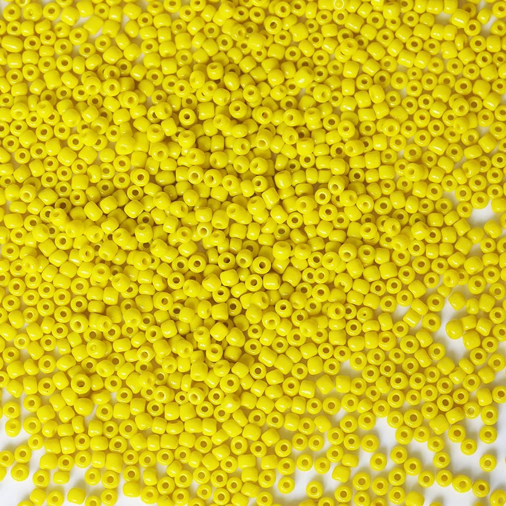 Opaque Yellow Color 4mm Seed Beads About 1200pcs/100Grams in Bag, 6/0 Glass Craf