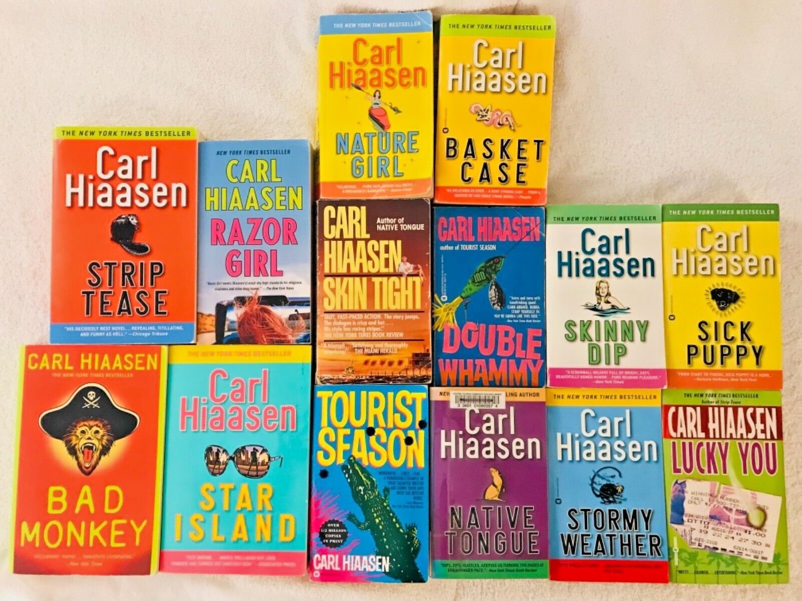 Big Lot 14 Carl Hiaasen PB Book Almost Complete #1-14 Strip Tease/Basket Case…