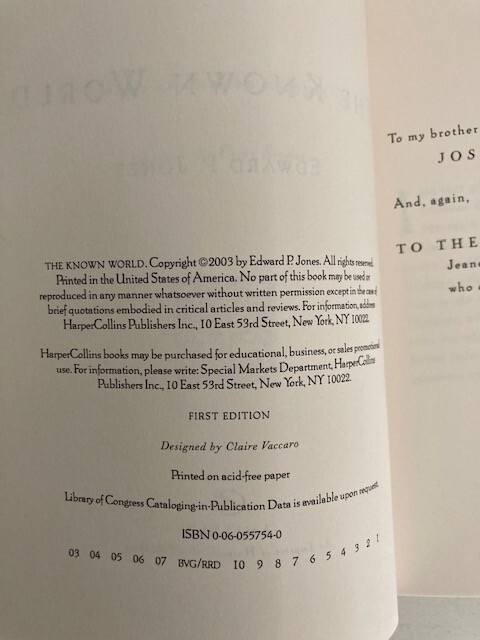 The Known World by Edward P. Jones (2003) Advance ARC Pulitzer Prize for Fiction