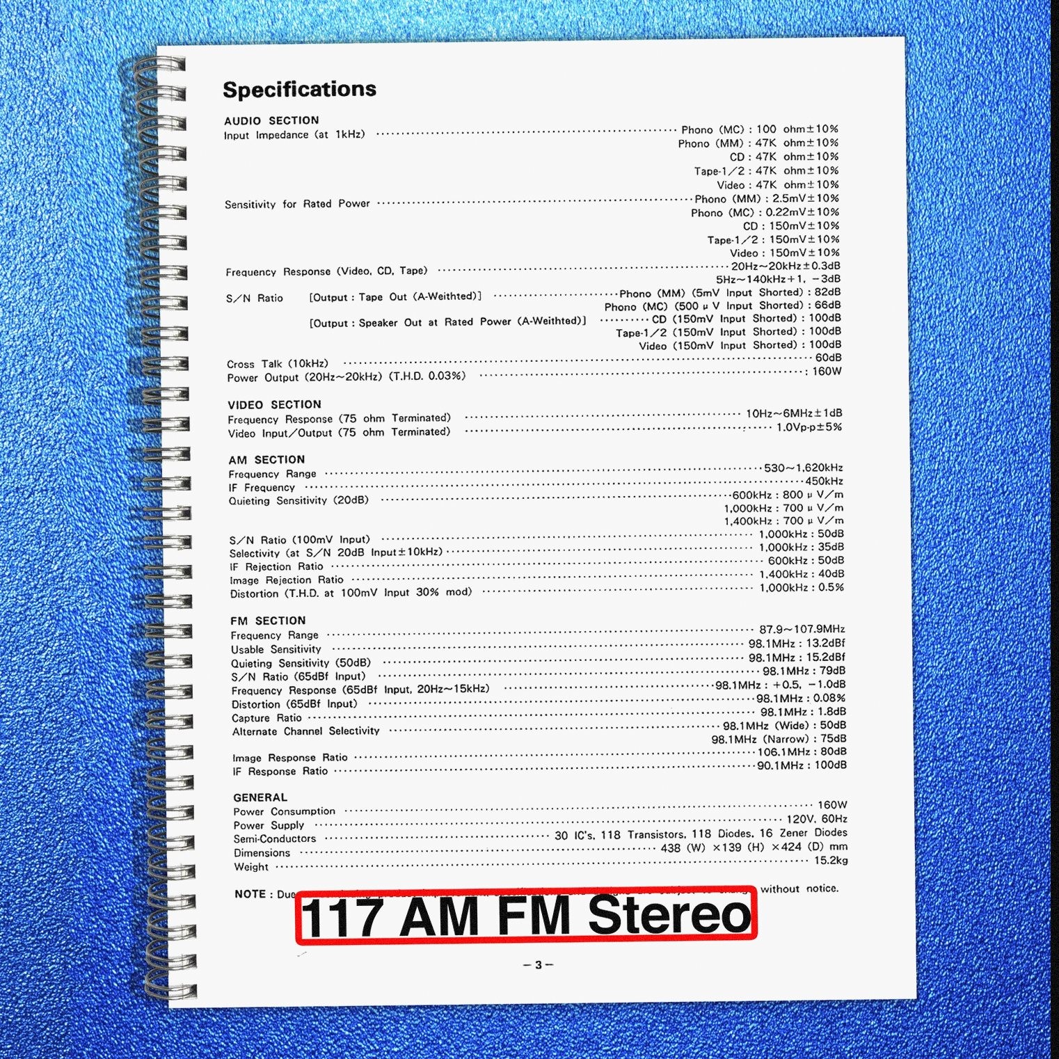 LUXMAN R-117 AM FM Stereo Receiver Service Manual FASTENED, COVERING, XL FOLDOUT