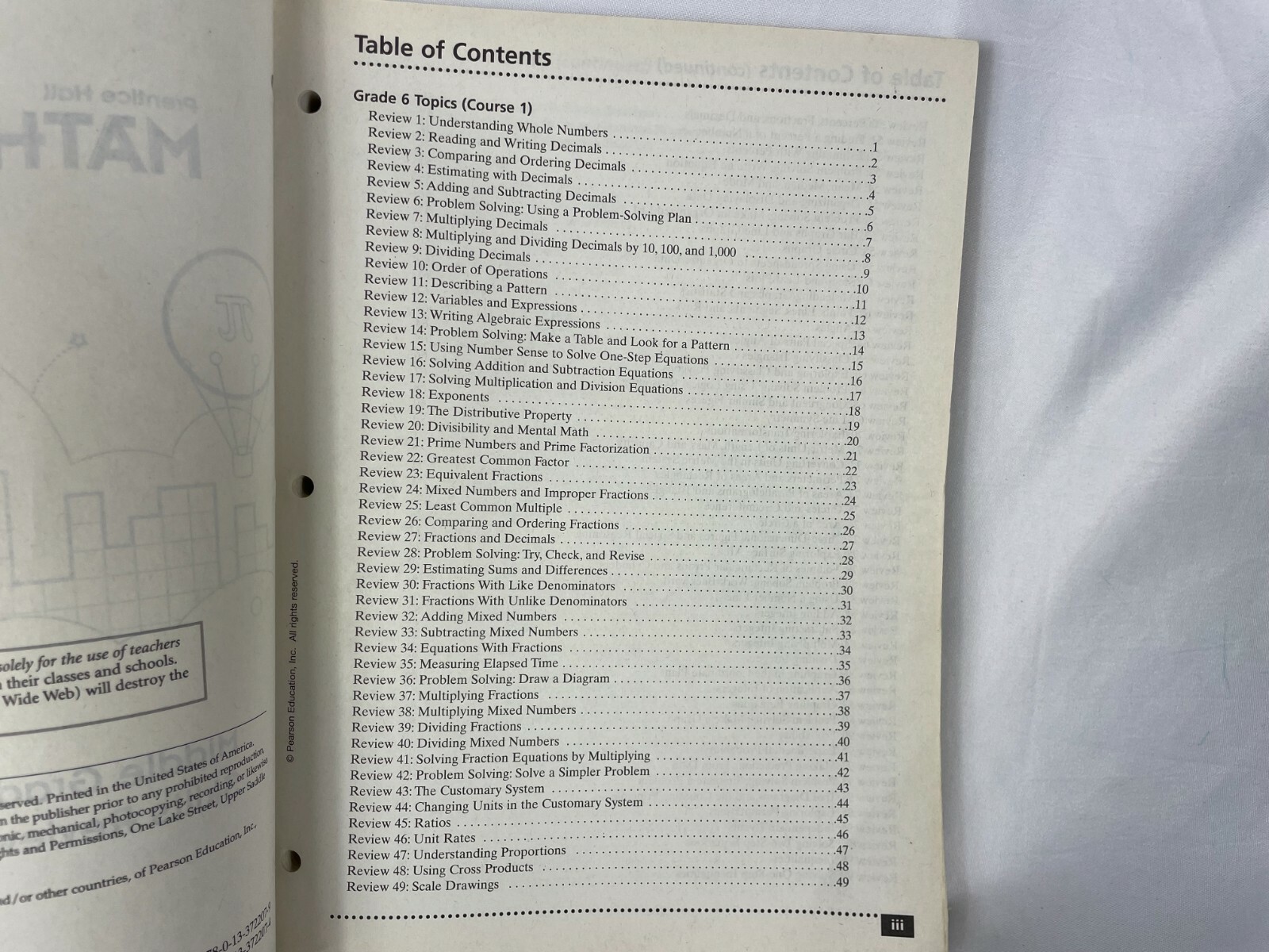 Prentice Hall Mathematics Middle Grades Mathematics skills and Review and Pract