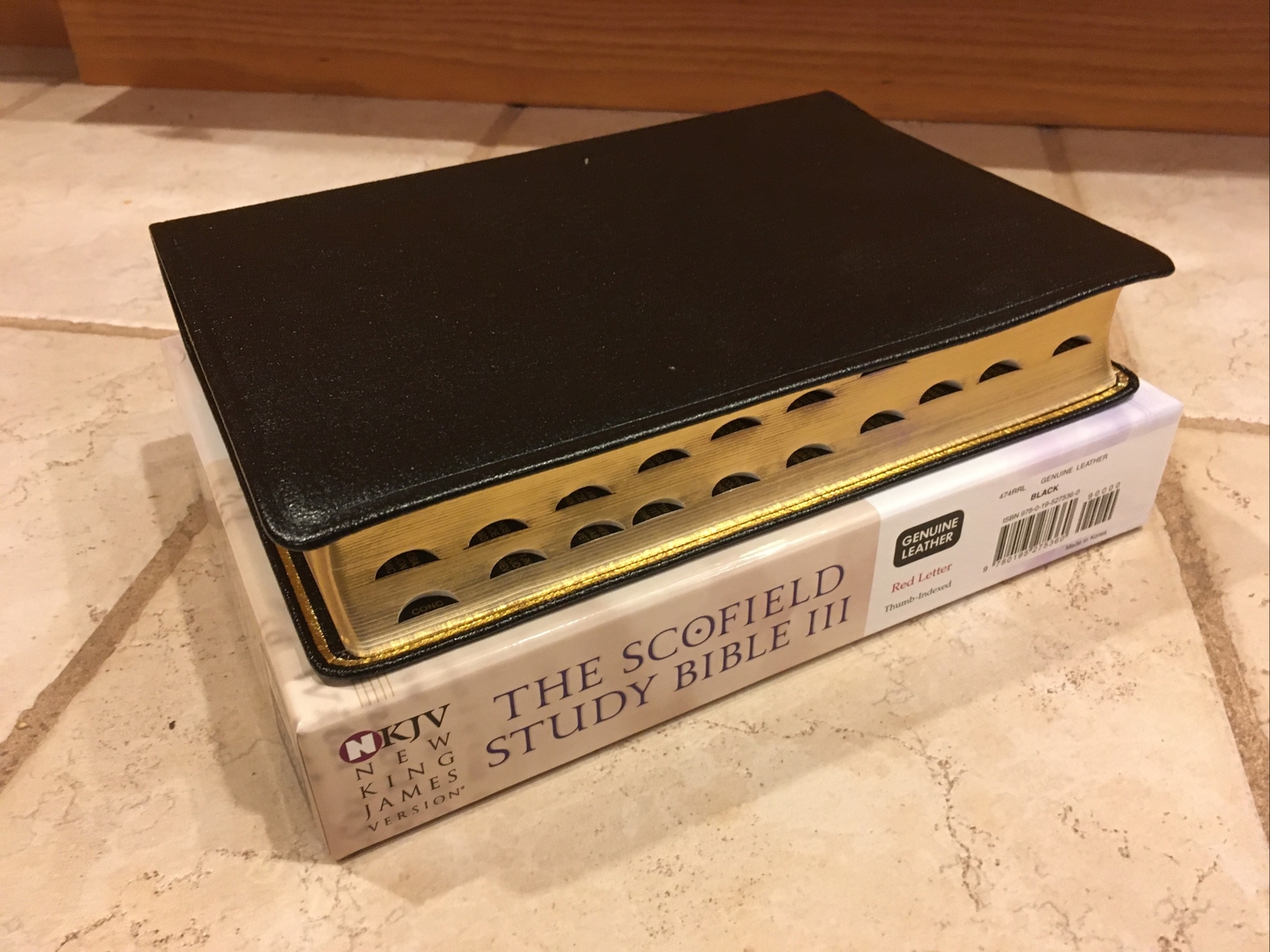 NKJV Scofield Study Bible III – Black Genuine Leather – Thumb Indexed