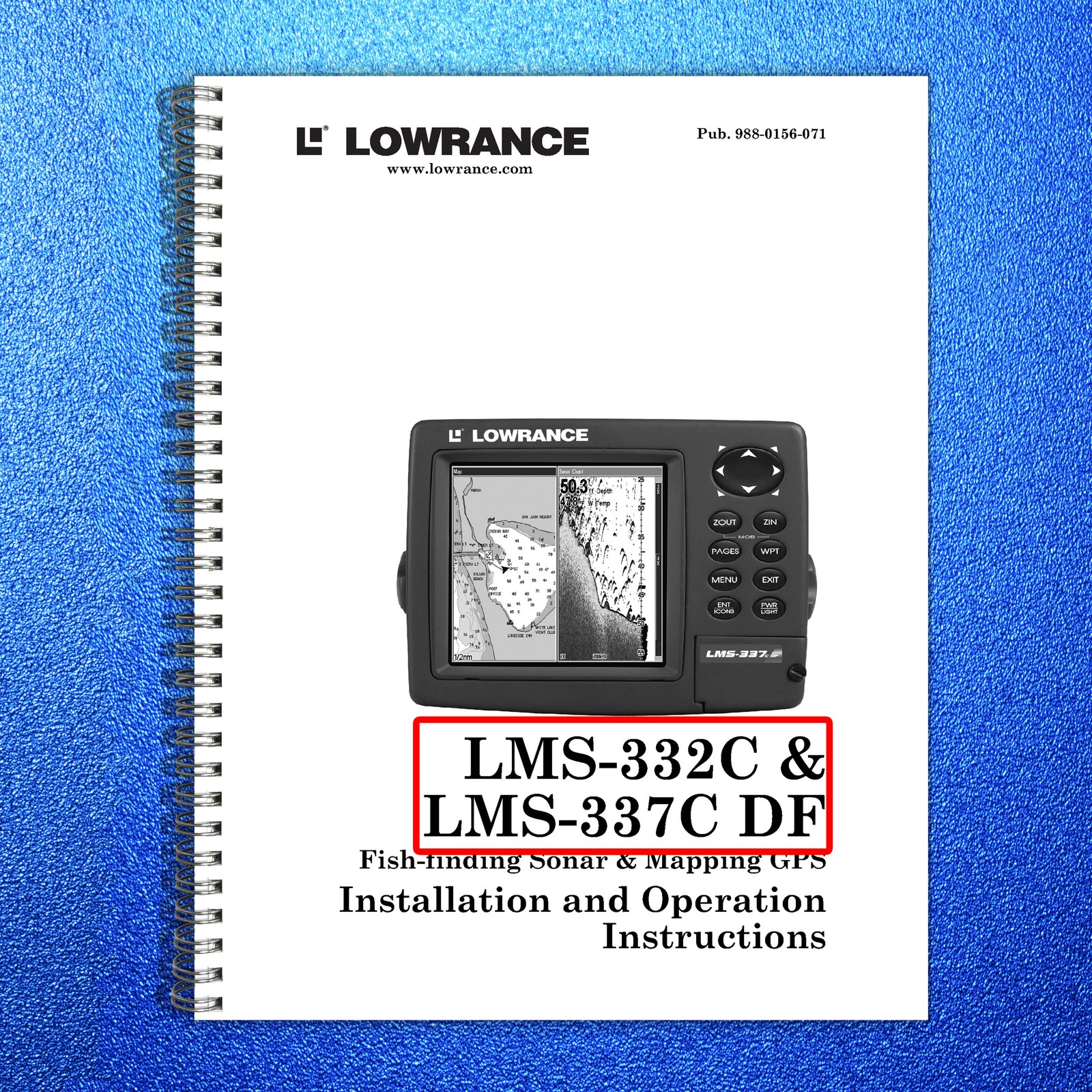 LOWRANCE LMS-332C 337C DF Fish Finder GPS Installation Instructions Manual