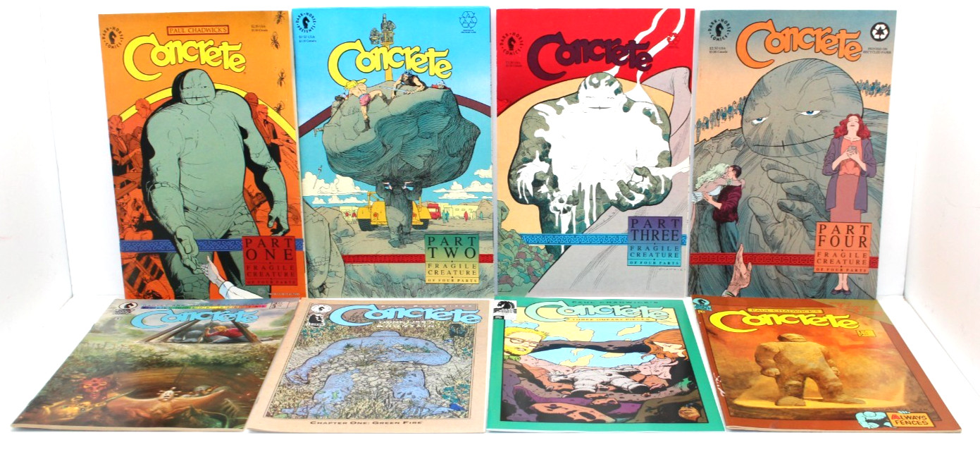 Paul Chadwick’s Concrete Part 1-4, 11 Total Dark Horse Comic Books VF condition