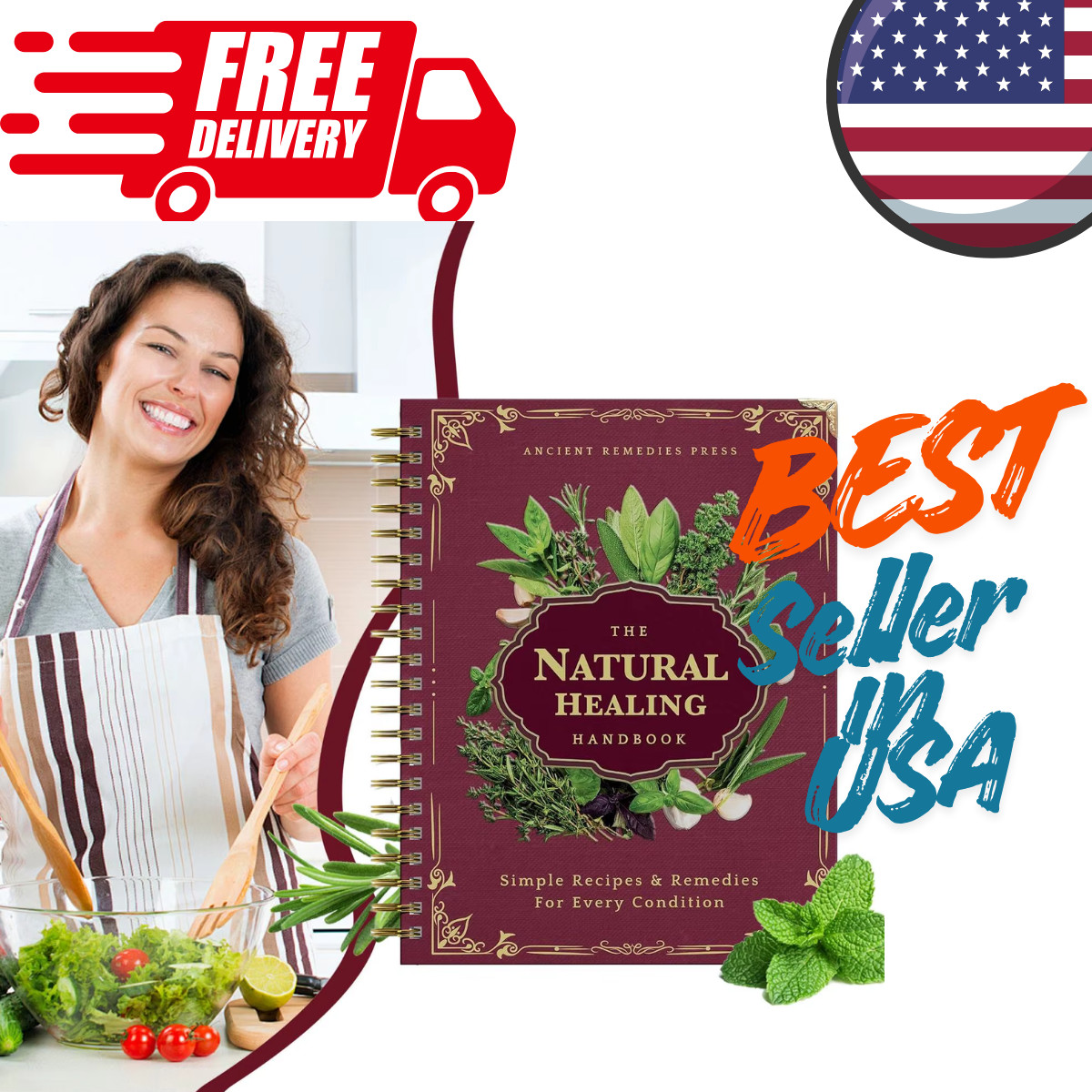 250x176x10mm Human Health Guide Book Plant Theme Eating Recipe Spiral Binding Na