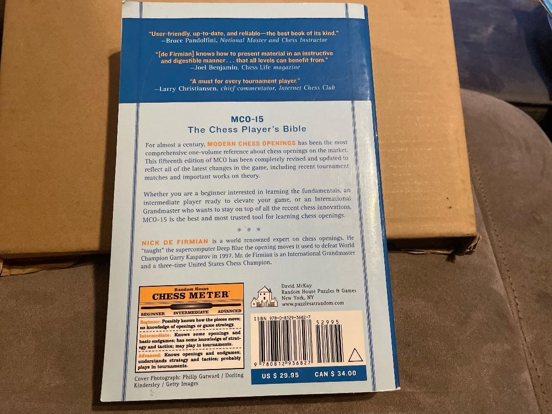 Modern Chess Openings, 15th Edition by Nick de Firmian (2008, Trade Paperback)