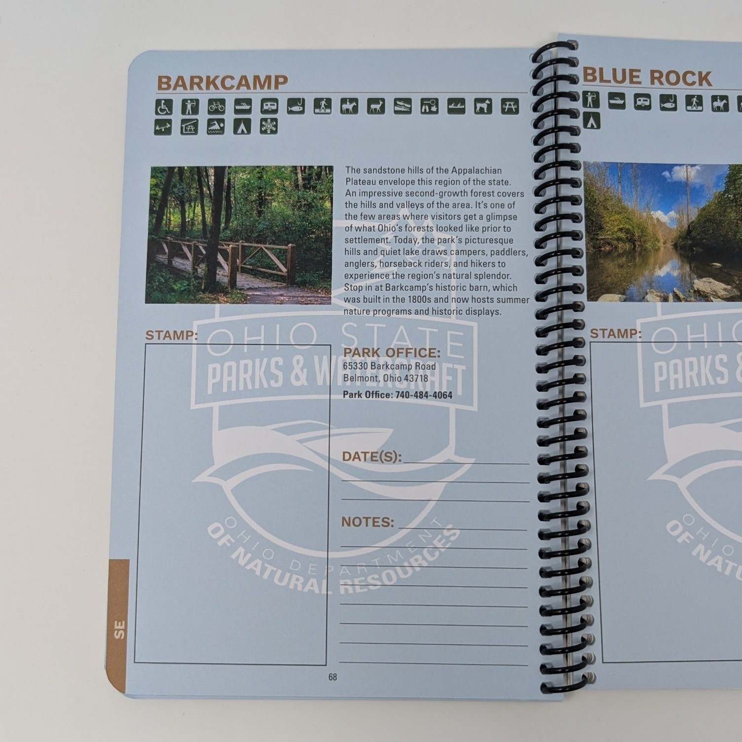 Ohio State Parks Park Passport Guide 2023 Journal Spiral Bound ODNR Stickers