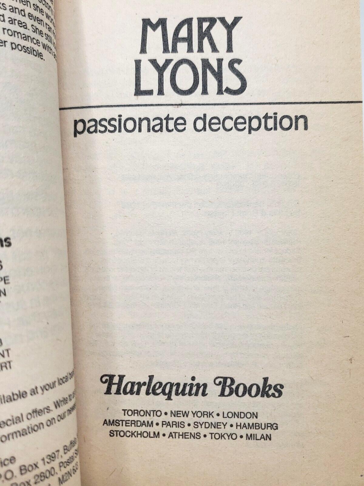 Passionate Deception Vintage 1986 Paperback Romance Novel by Mary Lyons Like New