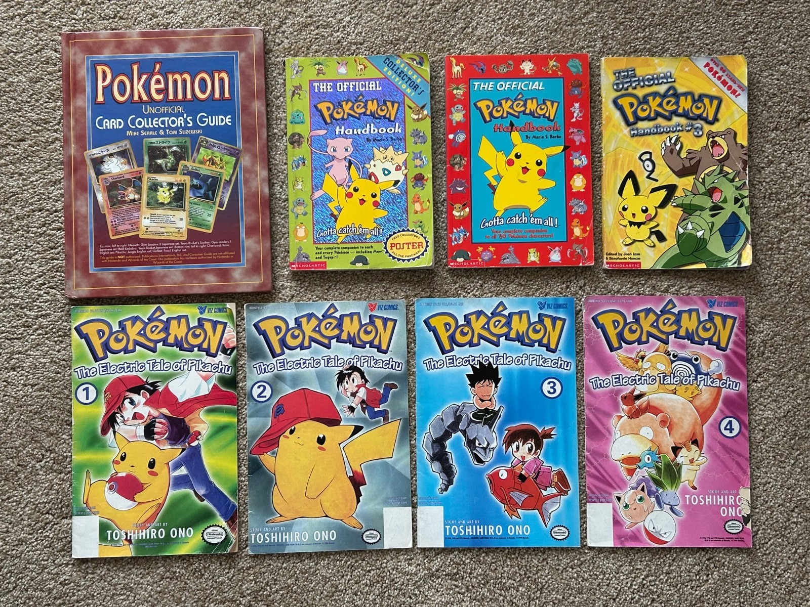 Pokémon LOT: #1-4 Electric Tale of Pikachu, 3 Handbooks, Card Collector’s Guide