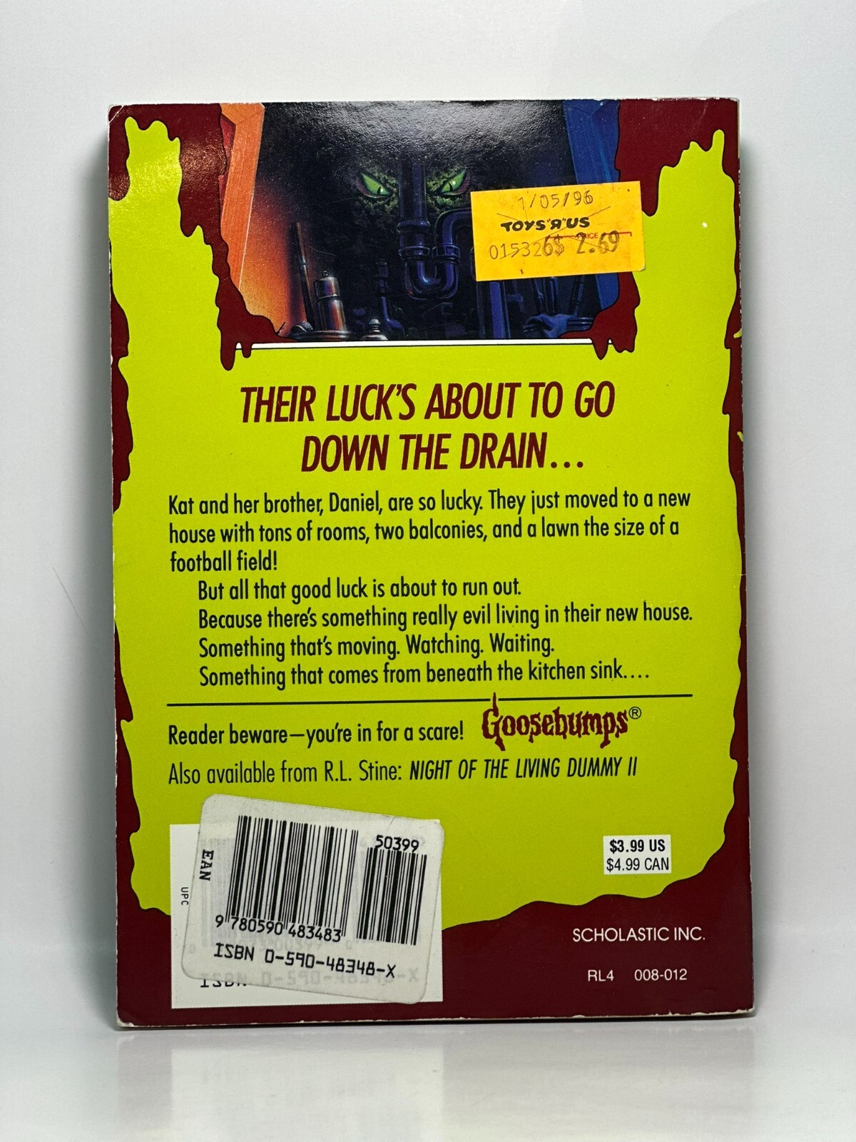 8th Print #30 It Came From Beneath the Sink Goosebumps Book RL Stine YA Horror