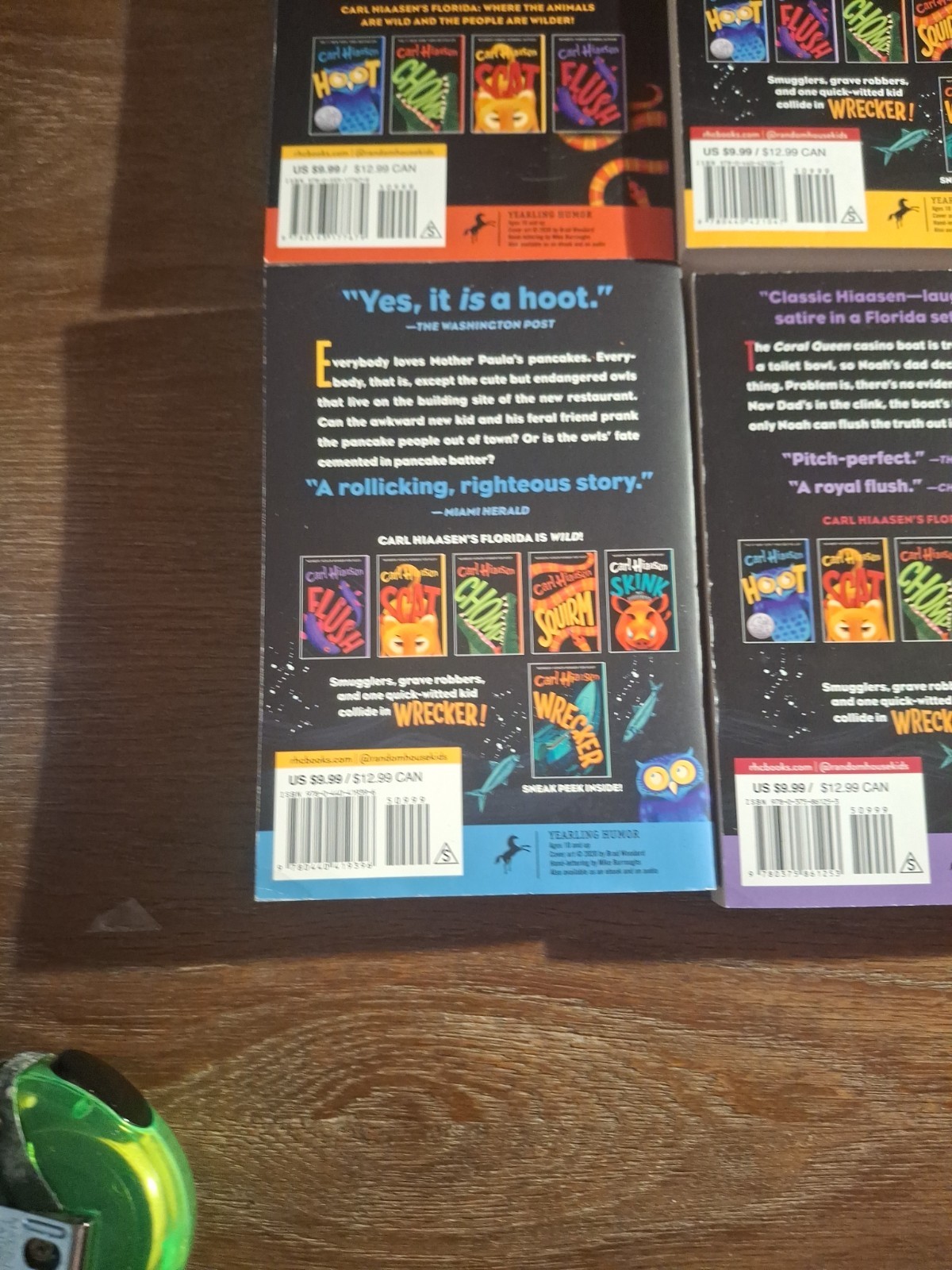 Hiaasen 6-Book Paperback Boxed Set: Hoot; Flush; Scat; Chomp; Squirm; Wrecker