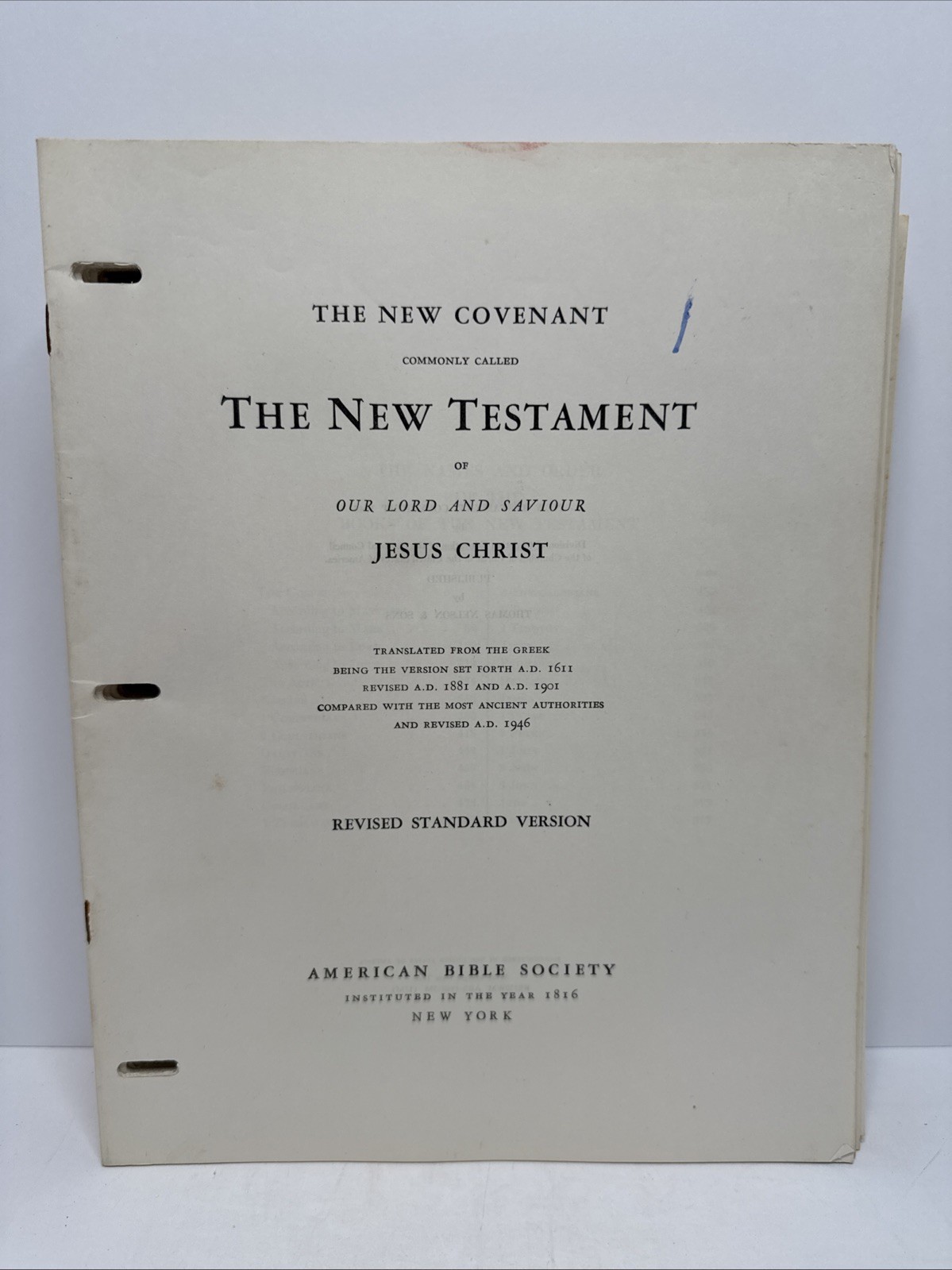 Loose Leaf Wide Margin Holy Bible RSV New Testament