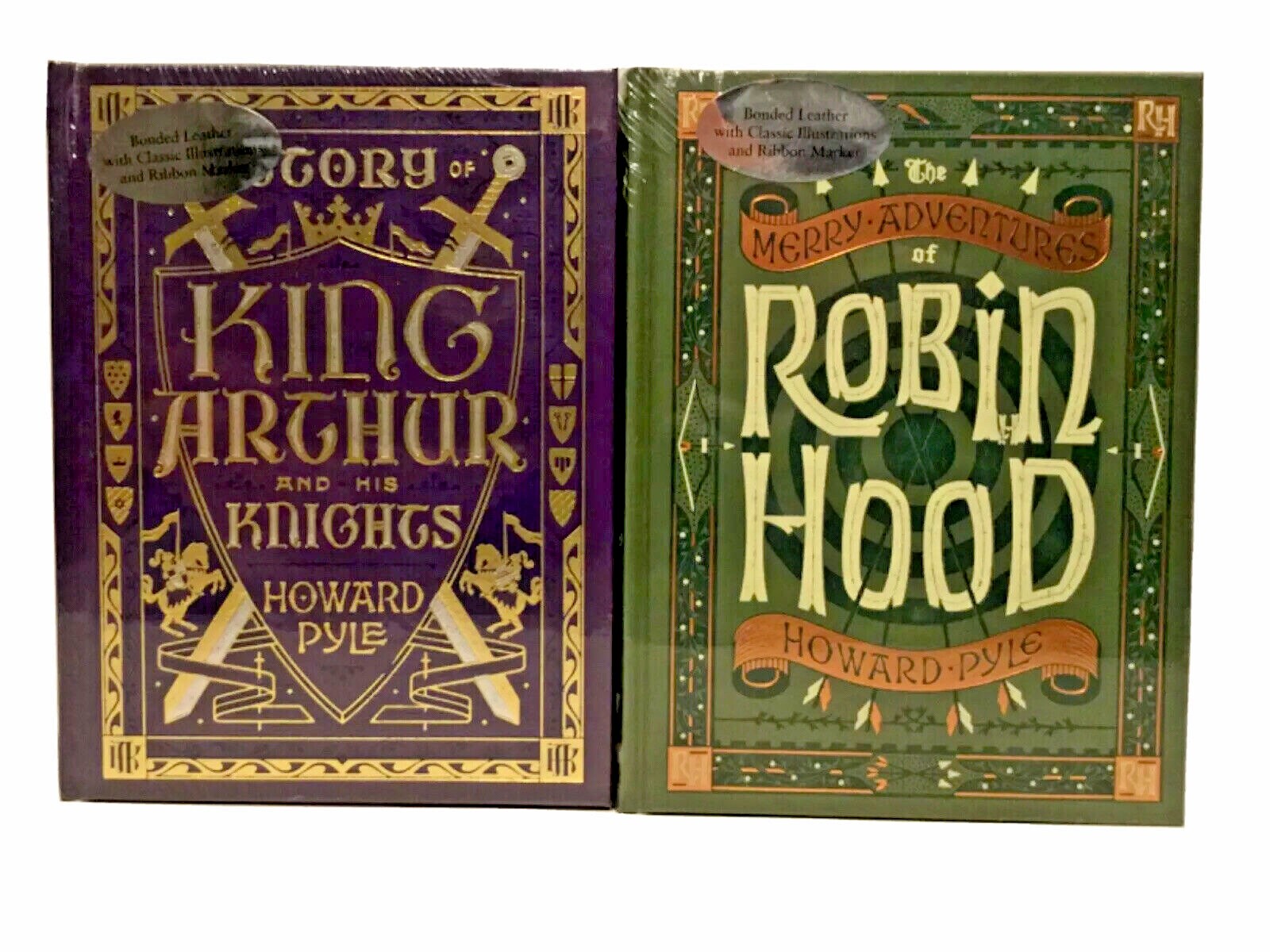 ❤️SET OF 2 Leather Bound Books KING ARTHUR & HIS KNIGHTS / ROBIN HOOD NEW
