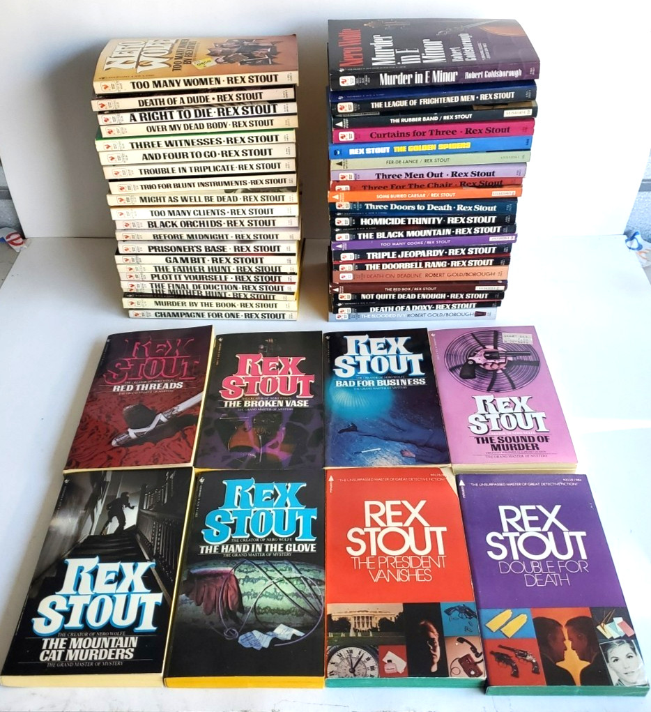 Lot of 48 Rex Stout Vtg Detective Nero Wolfe Archie Goodwin Cozy Mystery NOS VG