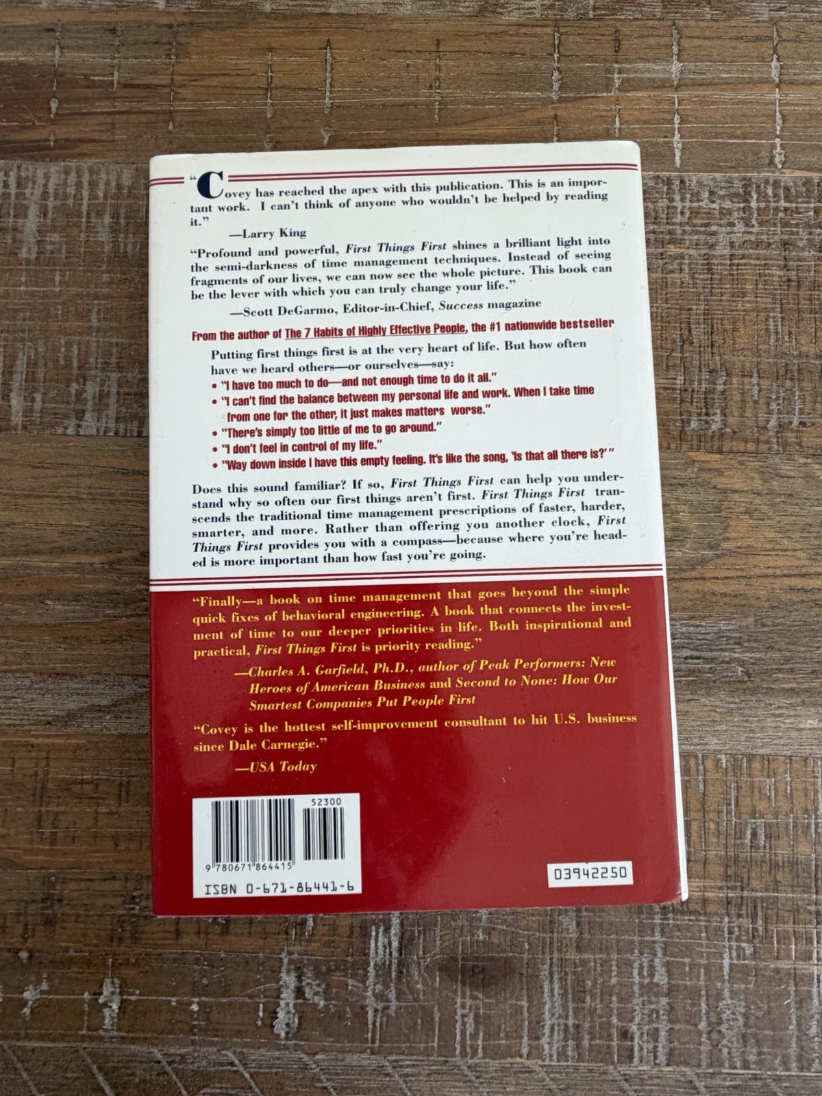 First Things First : A Principle-Centered Approach to Time and Life… SIGNED