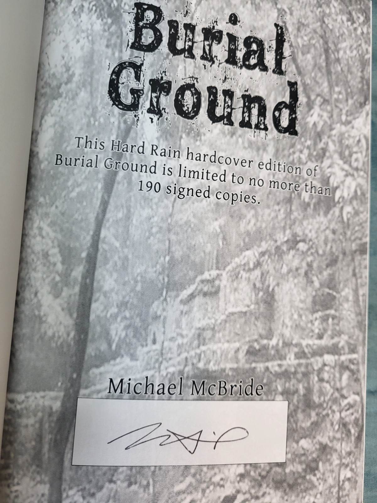 BURIAL GROUND – MICHAEL MCBRIDE – 2012 – LTD ED 190 COPIES **SIGNED** UNREAD/NEW