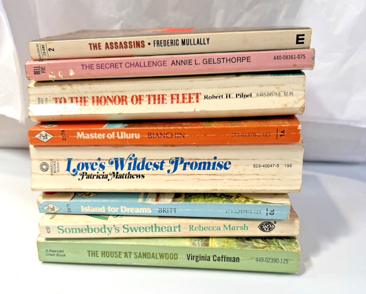 8pc Lot Mixed Vintage Romance Paperback Novel Books Various Authors