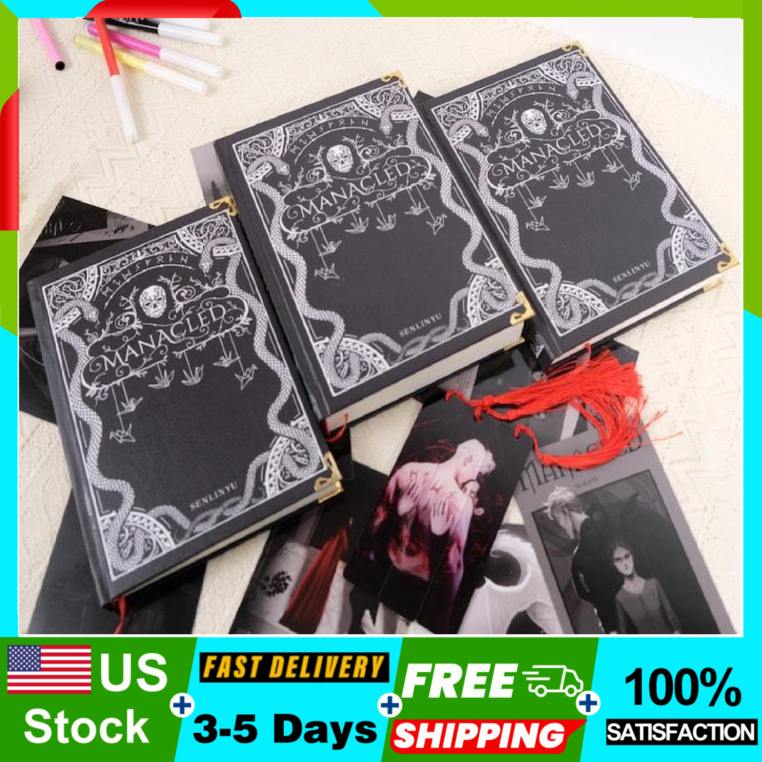 Manacled Book Set 3 Volume Hardcover Handbound Edition Collector’s Gift for Read