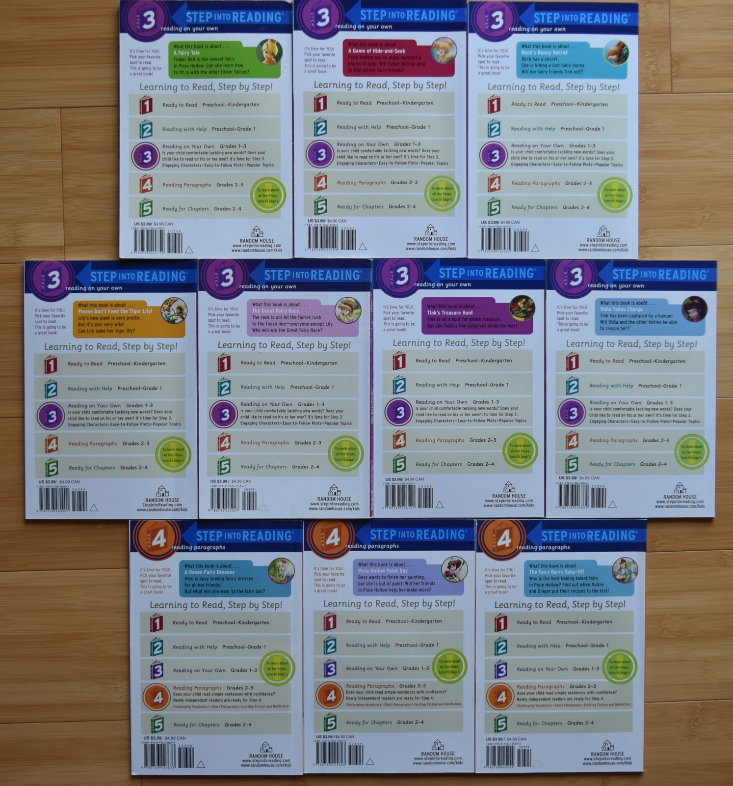 Step Into Reading Level 3 & 4, Disney Fairies, Lot of 10, TPB/VGC