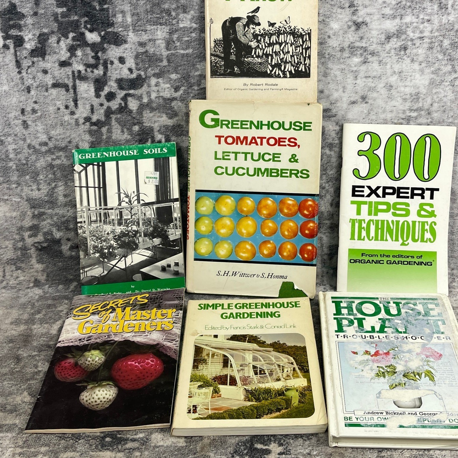 Lot of 7 Vintage Gardening & Greenhouse Books Rodale Organic Soils Master Tips