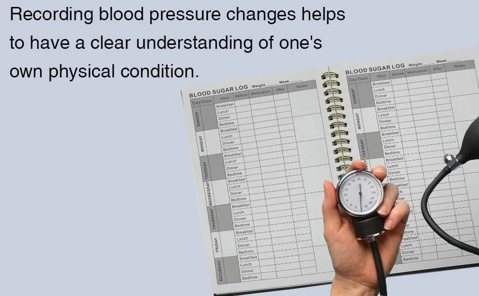 High-Quality Blood Pressure Log Book – 118 Pages Portable Tracker, Black Cover