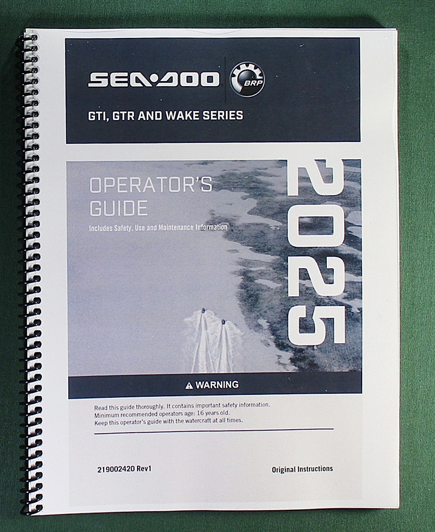 2025 SeaDoo GTI / GTR / WAKE Series Operator’s Manual w/ Protective Covers