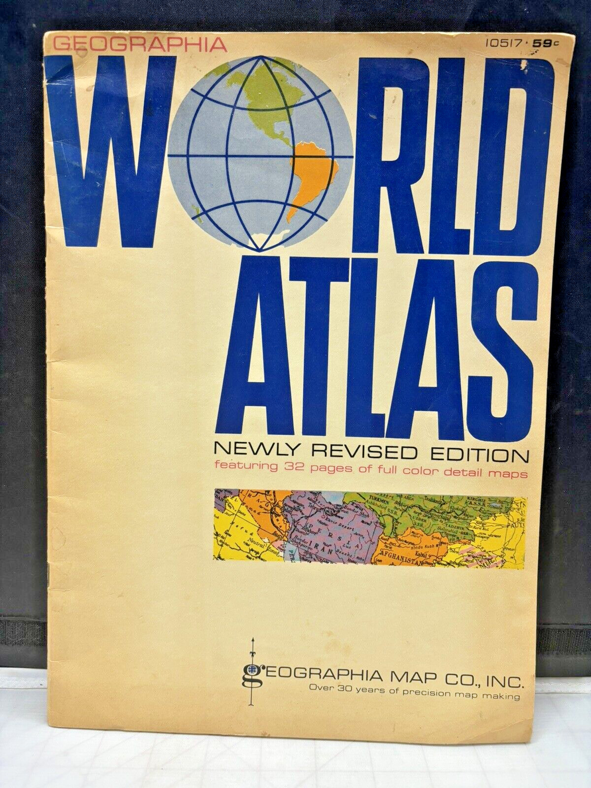 1962 Geographia World Atlas Newly Revised Edition 32 Pages Of Color Maps -MC1