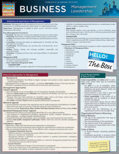 Business:Management Leadership (Quickstudy: Business) – Pamphlet – GOOD