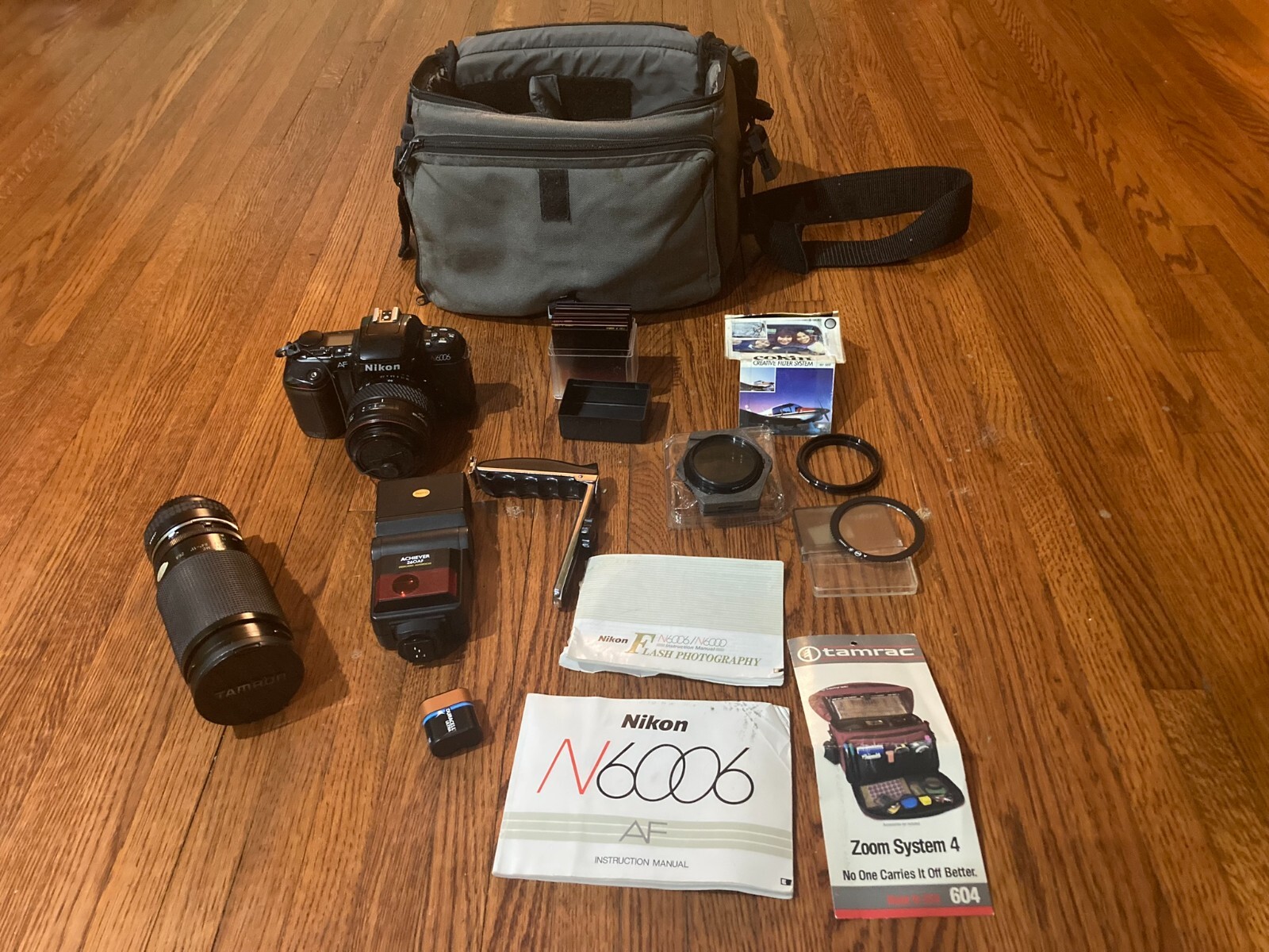 NIKON AF N6006 CAMERA 35-135mm film tamron LENS, Filters, Flash, in case