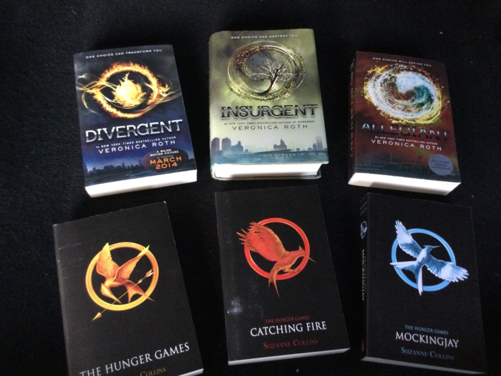 Hunger Games 3 Book Set (PB) &Divergent 3 Books (2PB/1HC) 6 Books in All VG