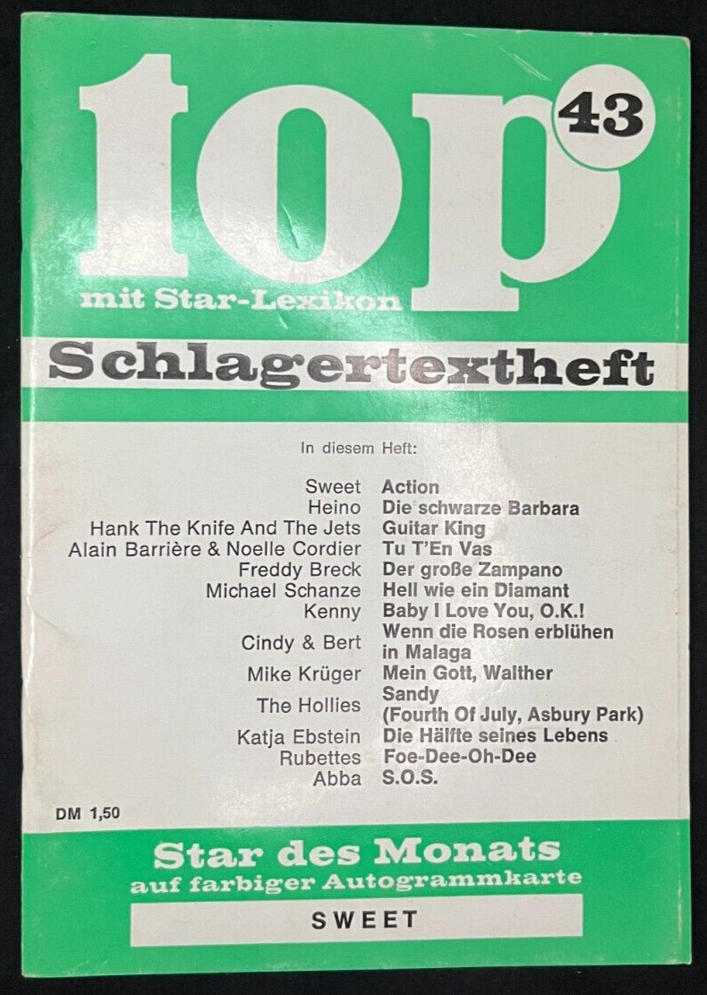 top Schlagertextheft Nr. 43, leider ohne Autogrammkarte.