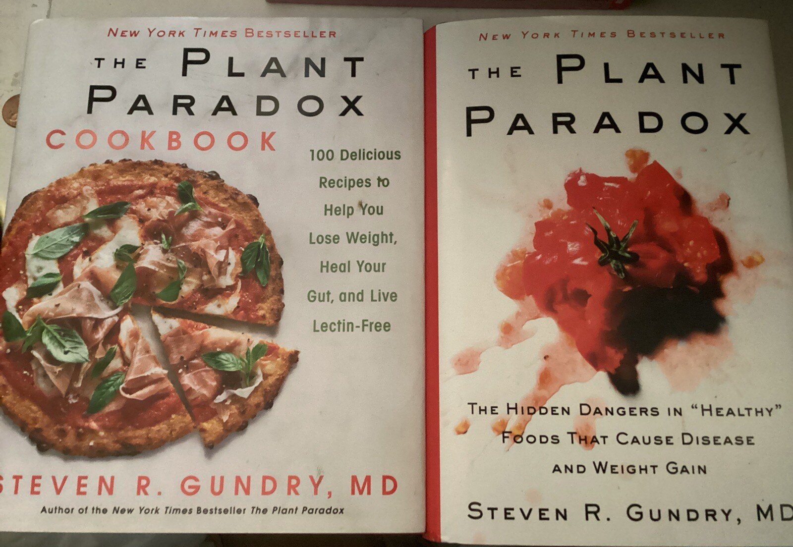 Lot of 2 Plant Paradox Cookbooks Steven R. Gundry Family Lectin-Free Weight Loss