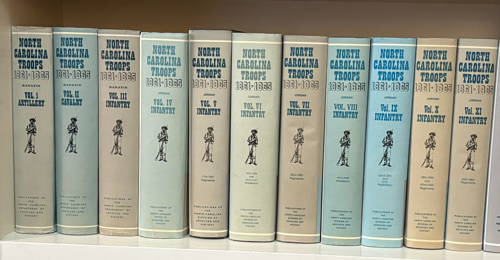 North Carolina Troops Volumes 1-11 Hardcover with dust jackets. Like new no wear