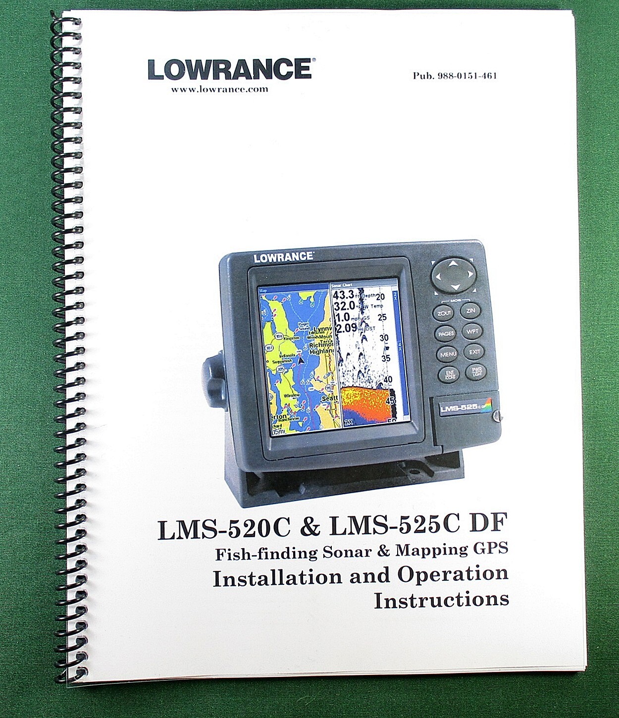 Lowrance LMS-520C Instruction Manual: Full Color 252 Pages & Clear Covers