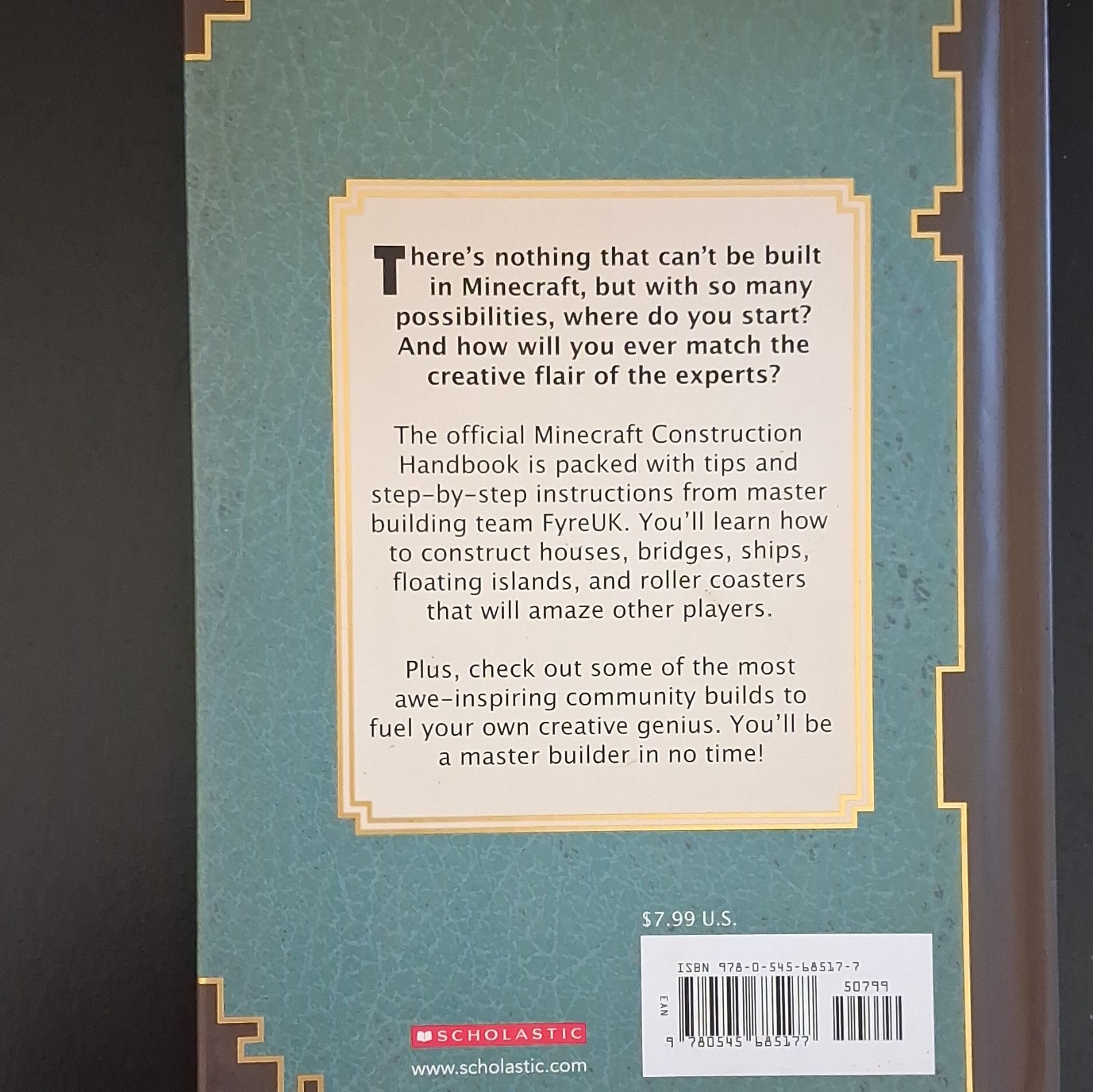 Scholastic Minecraft Construction Handbook Official Guide Hardcover Illustrated
