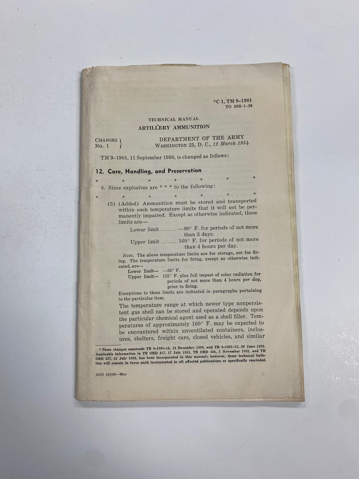 OAG) United States Army Artillery Ammunition 20-MM 37-MM 1954 PB Korean War