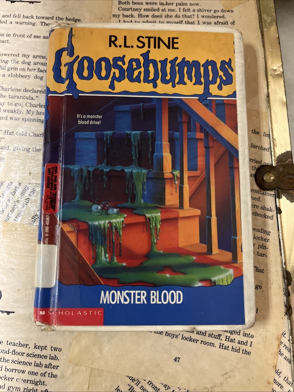 Goosebumps Monster Blood R.L. Stine 1992, Library Hardcover